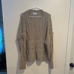 Old Navy Tan Crew Neck Sweater Cozy Knit Texture